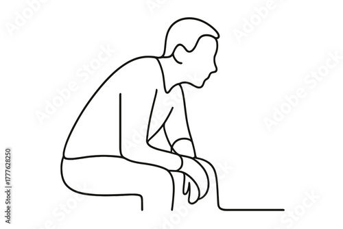 Attentive Parent Drawing. Listening. Minimalistic one-line drawing parent leaning forward with attentive