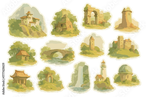 Hidden Gem Stickers. Hidden Gems. Realistic hand-painted watercolor style sticker sheet of hidden gems: