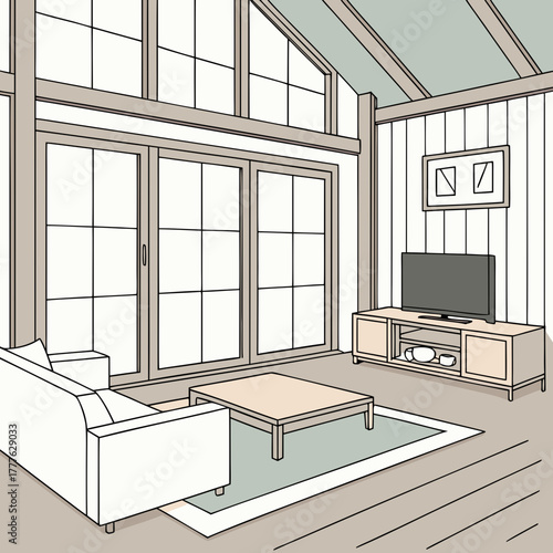 Modern living room with minimal Scandinavian decor