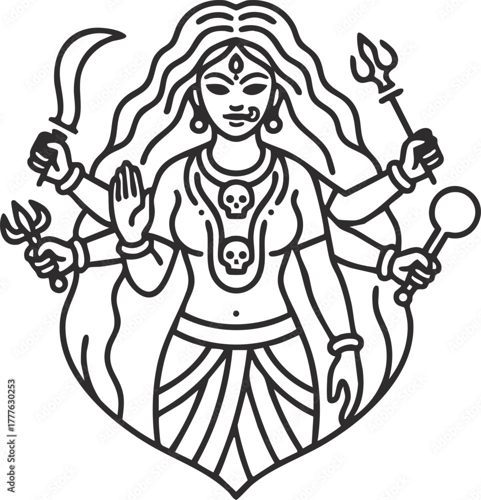Fototapeta premium Vector illustration of Kali goddess