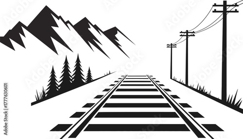 Train Tracks in Mountain Landscape