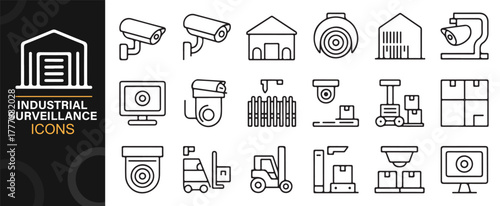 Industrial CCTV and security camera vector symbols for smart safety design