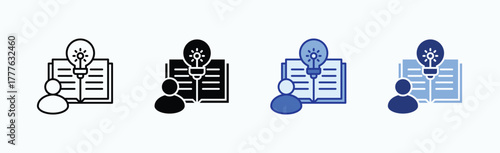 Knowledge icon sheet multiple style collection isolated vector