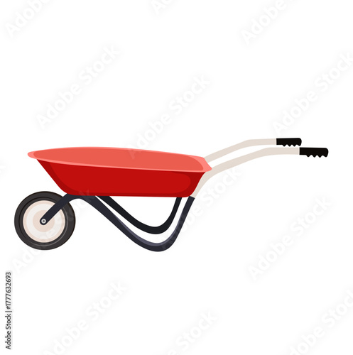 Red Wheelbarrow Illustration Isolated on White Background