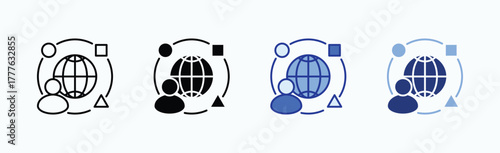 Diversity icon sheet multiple style collection isolated vector