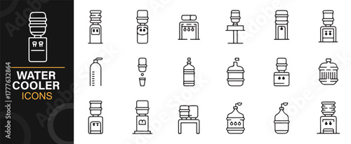 Workplace water cooler icon set for vector design and branding use