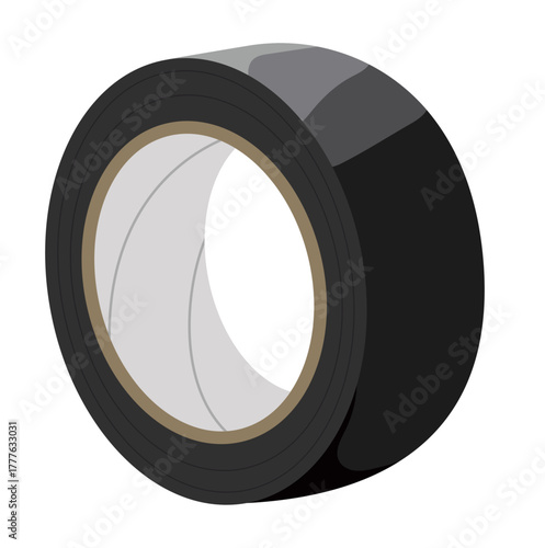 Black Duct Roll Tape Illustration Isolated on White Background