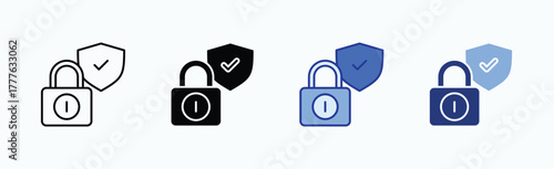 Secure icon sheet multiple style collection isolated vector