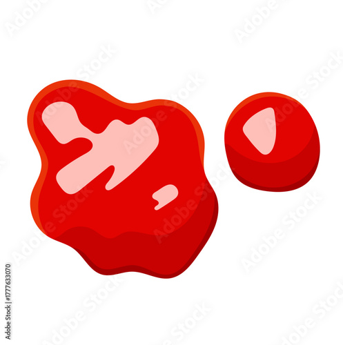 Ketchup or Tomato Sauce Puddle Illustration Isolated on White Background