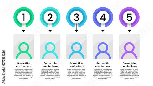 Infographic template. 5 people with numbers and text
