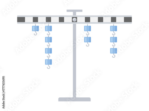 理科で使う実験用てこの釣り合っているイラスト