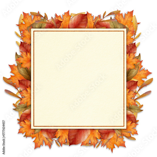 Autumn Leaves Square Frame Background