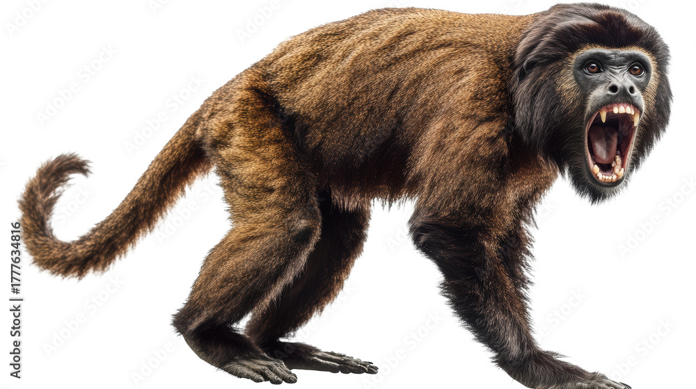 Fototapeta premium Monkey walking forward in side profile view