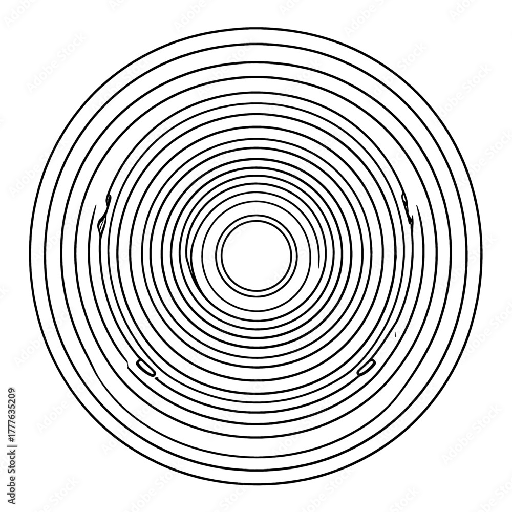 Fototapeta premium Concentric Circles Forming a Circular Pattern with a Central Opening Against a White Background Abstract Graphic Design