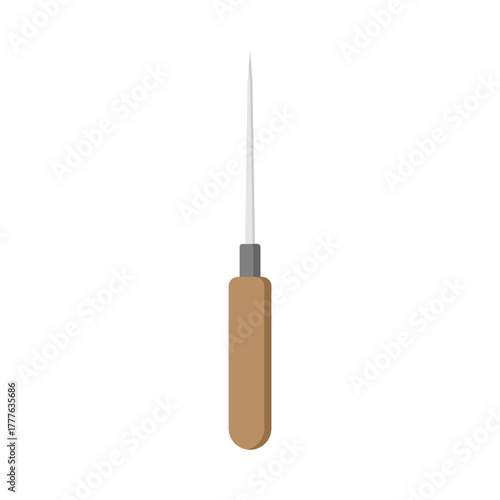 Sharp awl flat design vector illustration. wooden awl flat leatherwork shoemaking flat color vector illustration template design