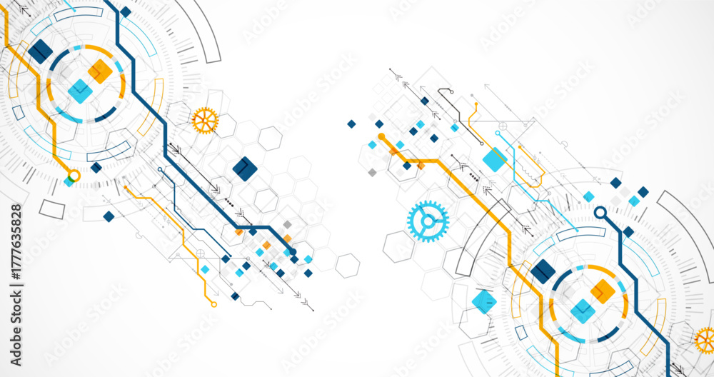 Obraz premium Abstract background. Scientific and technological concept with the use of technical elements formed in the shape of a circle. Vector