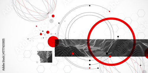 Abstract art background. Modern science or technology art elements. Wireframe surface illustration.