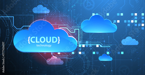 Cloud storage technology. Integrated digital web concept background.
