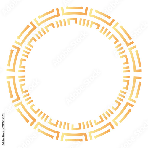Circular geometric frame with detailed orange patterns, perfect for creative design and decoration.