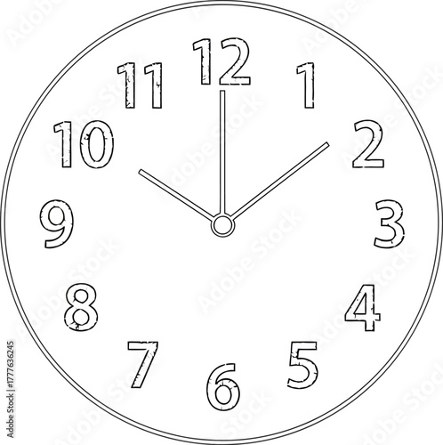 Clockshowingthetimeistenpasttwelveisolatedonwhitebackground