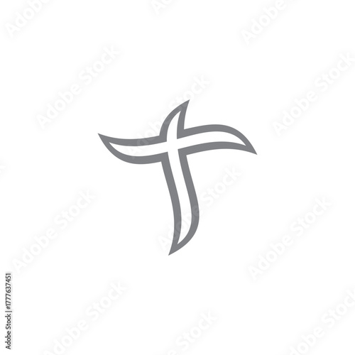 letter t outline simple curves uppercase logo vector