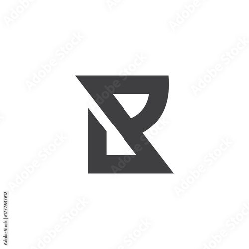 letter r p pencil shape simple geometric logo vector
