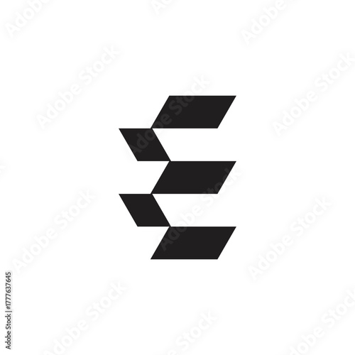 letter e simple motion lines geometric logo vector