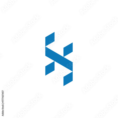 letter sn simple geometric blue percentage logo vector