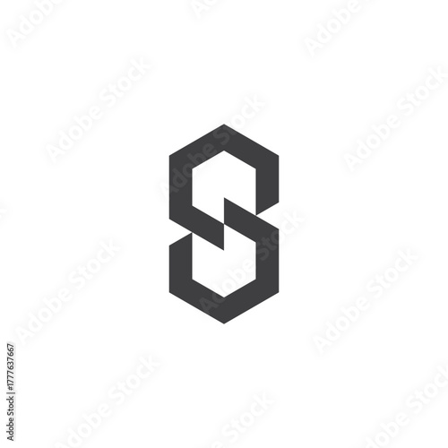 letter s8 simple hexagonal linked geometric infinity logo vector
