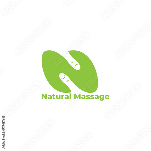 natural letter n massage therapy simple logo vector
