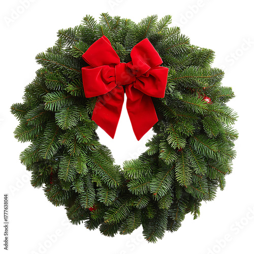 Green Wreath With Red Bow Vector