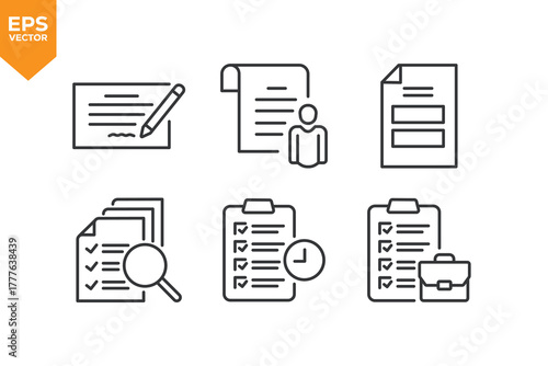 Set of line icons Taks, Checkmark, List. Outline icons collection stock illustration stock illustration