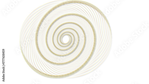 Continuous abstract gold swirl with a modern, elegant, and subtle tunnel effect on a white backdrop.