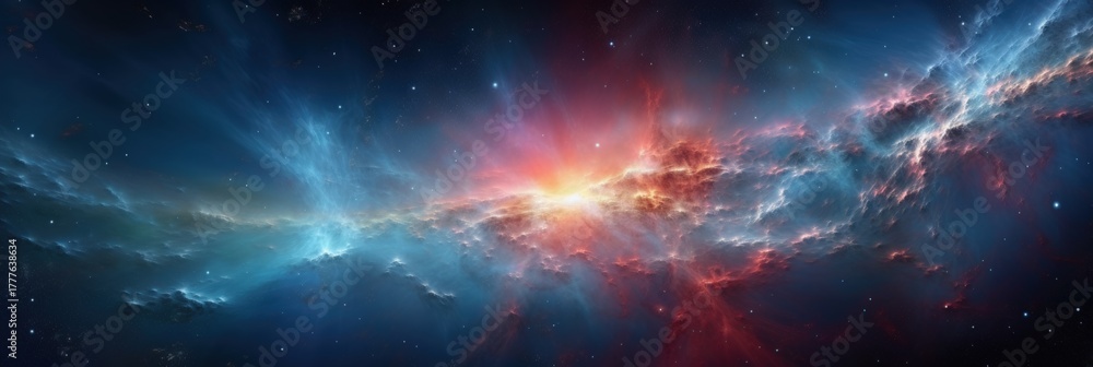 Fototapeta premium A stunning cosmic scene showcasing vibrant colors and swirling gases in deep space, illustrating the beauty and mystery of the universe.