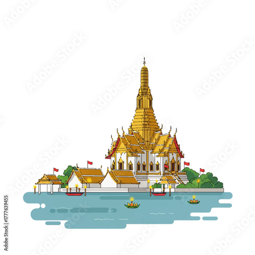 Wat Arun Temple of Dawn iconic Bangkok landmark in Thailand.
