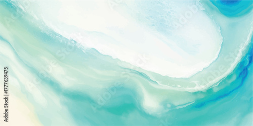 Abstract watercolor background with flowing turquoise and white creating a serene and calming texture perfect for backgrounds and artistic designs