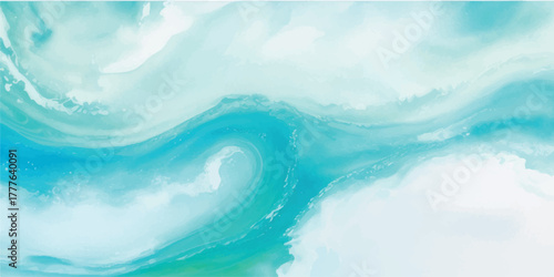 Abstract ocean wave illustration painted in watercolor style perfect for backgrounds and artistic designs