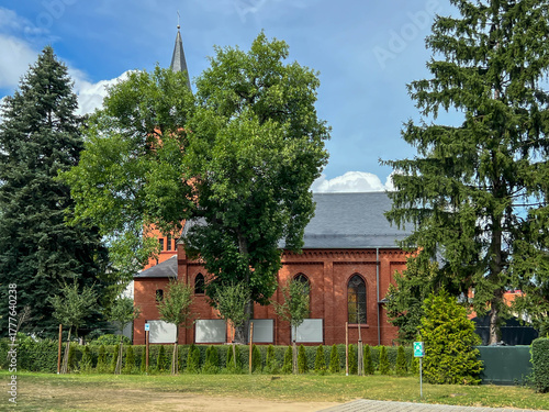 Church and Sanctuary of St. Rita in Glebinow, Poland, on Lake Nysa