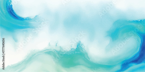 Abstract watercolor background with flowing turquoise and blue hues creating a serene and calming effect perfect for backgrounds and textures