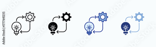 Implementation icon sheet multiple style collection isolated vector