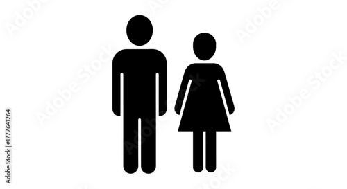 Simple black silhouettes depict a man and a woman standing side by side