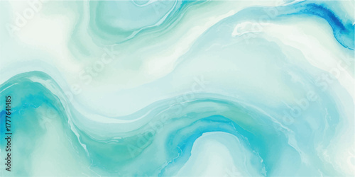 Abstract watercolor background with fluid shapes light blue and turquoise colors blending creating a dreamy and calming effect