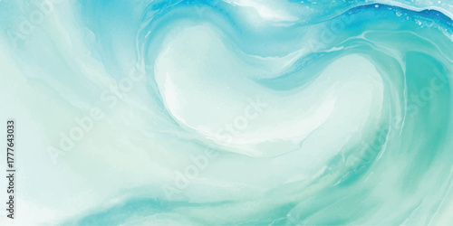 Abstract watercolor wave background flowing turquoise and white perfect for summer designs and ocean themes