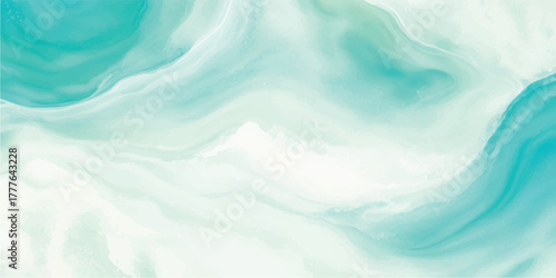 Abstract watercolor background in teal and white soft flowing texture perfect for backgrounds and design elements