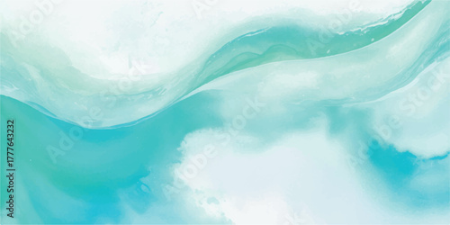 Abstract watercolor background in shades of teal and white fluid texture with soft transitions perfect for modern design projects