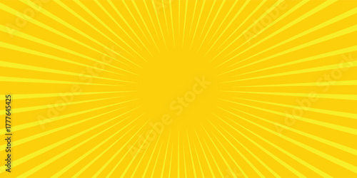 Yellow abstract background with light of sunburst. yellow starburst with halftone. sun ray retro background with flash, Vector illustration