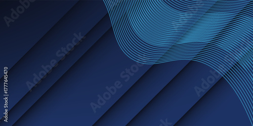 3D abstract background with paper cut shapes. Vector design layout for business presentations, flyers, posters and invitations. Blue carving art with line stripes modern shiny element