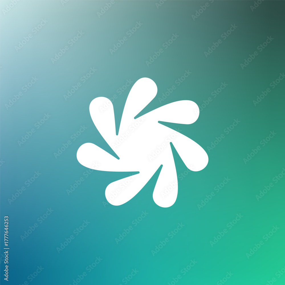 Fototapeta premium Ai bot logo and white logo vector in eps 8 format. Ai Chat bot is ai articfical chat bot system. Abstract white swirl symbol on teal blue gradient background
