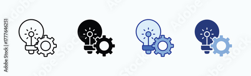 Strategy icon sheet multiple style collection isolated vector