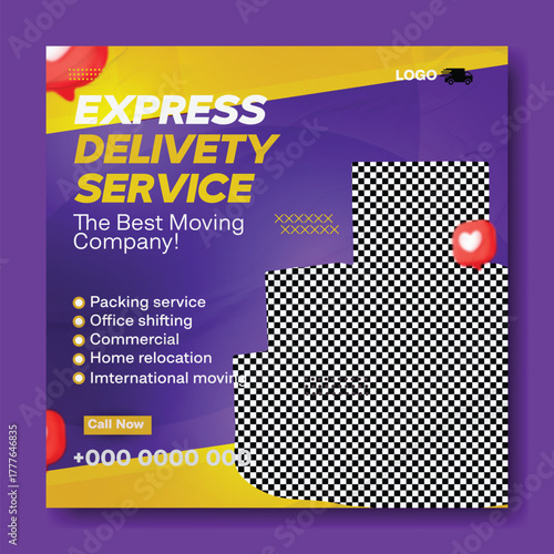 Professional express delivery service and moving company with happy customer and package.
Express delivery service flyer with happy courier and package for online orders and fast shipping.
Happy man.